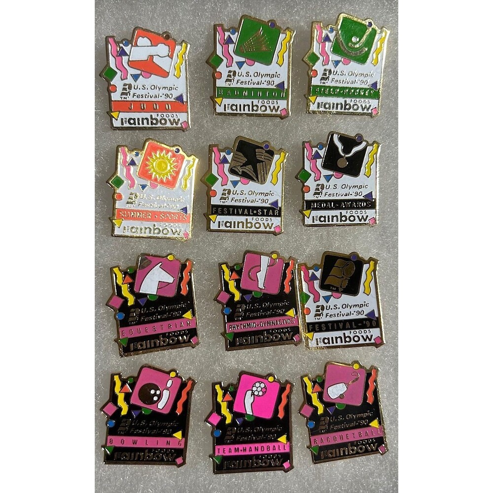 (12) USA 1990 Olympic Festival , Rainbow foods sponsor pins